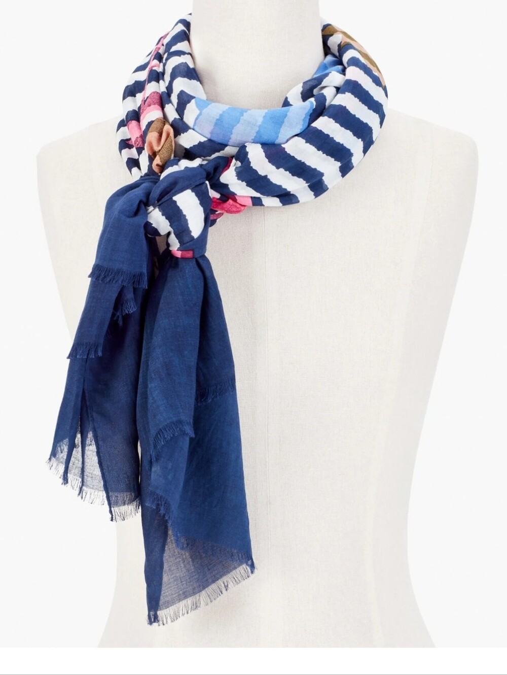 Talbots Navy, White and Pink Striped Women's Scarf